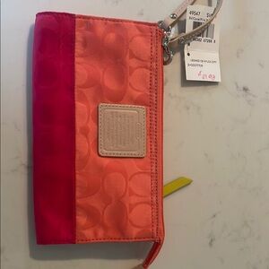 Coach Pink and Orange Signature Wristlet